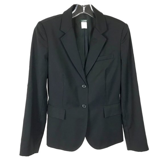 Womens Size 4 J. Crew Factory Black Pure Wool Notch Lapel Blazer - Picture 1 of 3